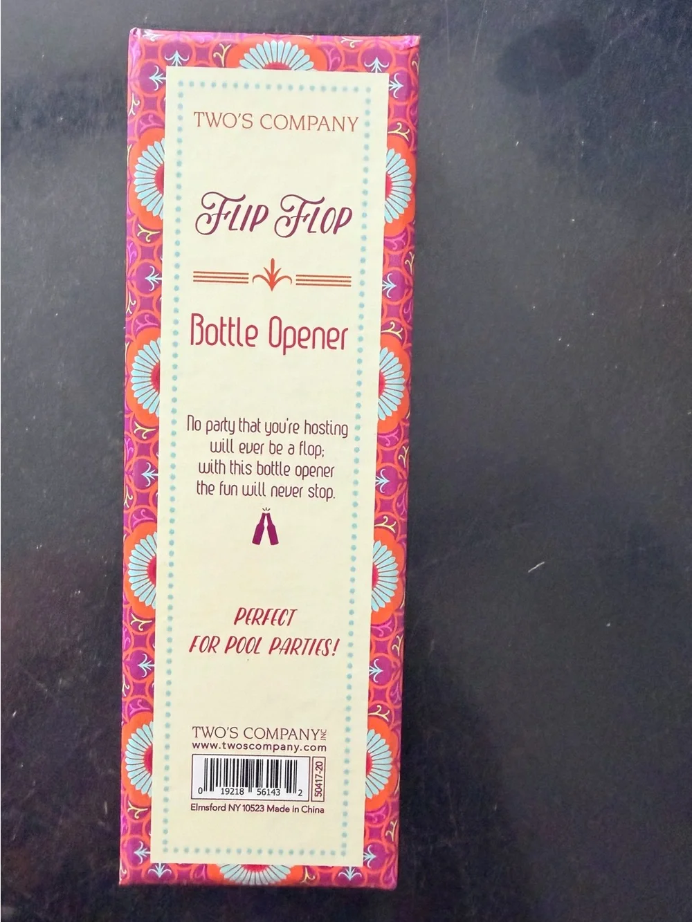 Two's Company Flip Flop Bottle Opener Box with Pink and Cream Accents